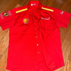 Ferrari Shell V-Power Short Sleeve Shirt Button Up F1 Size women’s M